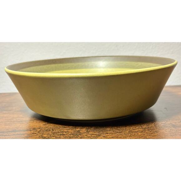 Vintage Arrow Stone Apache Green Kasuga Japan 9.5” Serving Bowl MCM 691 - Picture 4 of 9